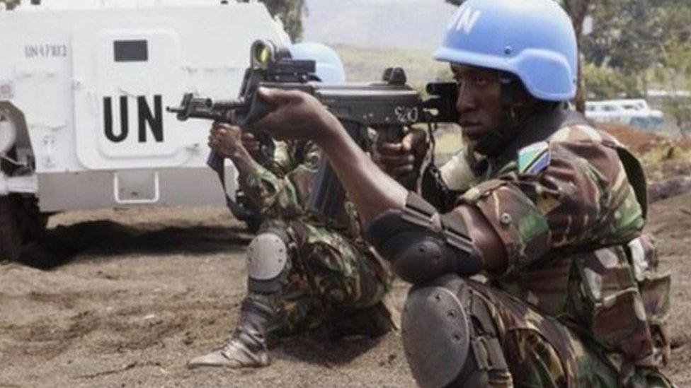 কঙ্গোতে জাতিসংঘ শান্তিরক্ষী বাহিনীর একজন সেনা।