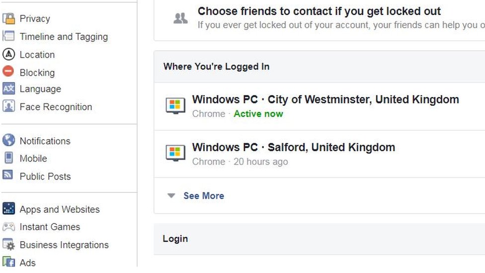 ফেসবুকের সিকিউরিটি এন্ড লগইন পাতায় গিয়ে দেখা যেতে পারে, কোন কোন ডিভাইসে আপনার আইডি লগইন হয়েছে