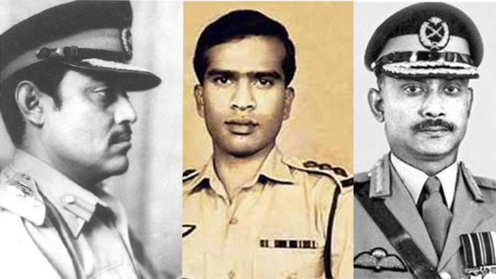 বাম থেকে- খালেদ মোশারফ, কর্নেল তাহের এবং জিয়াউর রহমান।